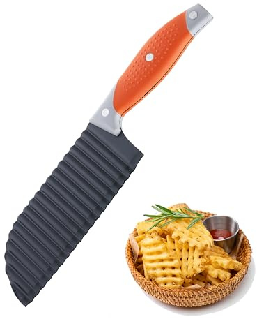 VITUER Crinkle Cutter for Veggies, Crinkle Cut Knife for French Fry, Vegetable, Potato, Cucumber, Carrot and Fruit, Stainless Steel Wave Fries Cutter Slicer With Ergonomic Handle, Dishwasher Safe