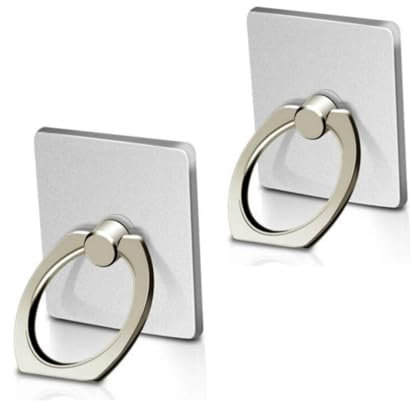 Msagkah 2Pcs Poignées pour Téléphone Portable, Porte-Anneau de Téléphone à Rotation 360°, Support de Téléphone Portable pour Samsung, iPhone et Tous Les Smartphones (Carré-Argent)