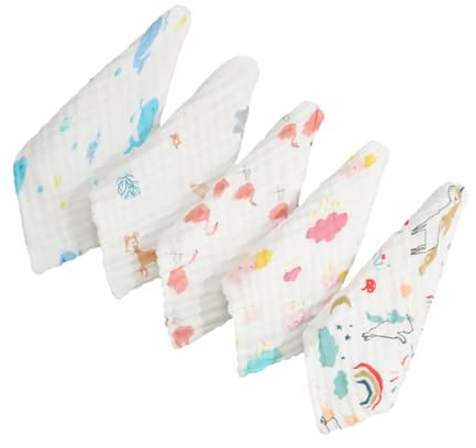 ANDRESLAD Toalla Para Ñiño Multifuncional 6 Capas 30x30 Cm Para Recién Nacidos Paño Absorbente De Algodón 100% Para Limpieza Facial y Saliva Juego De 5 Piezas Para Alimentación Infantil