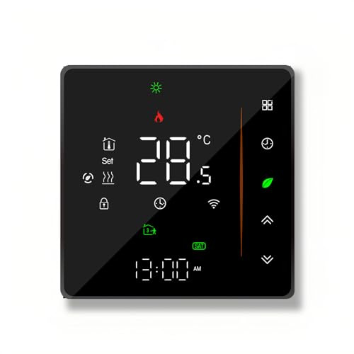 Caslant 006 Série Wi-Fi Thermostat - Thermostat de Programmation à écran Tactile Pour Chauffage Eau/électricité/Chaudière - Télécommande pour Téléphone Compatible avec Alexa, Google Home, IFTTT