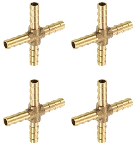 QUARKZMAN 4Pcs Latón 4 Vías Tubo Accesorio 1/4 (6mm) Cruz Púa Unión