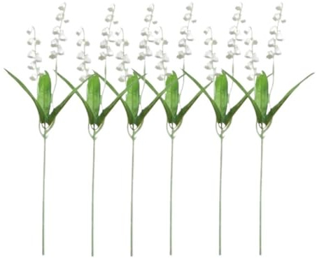 GNYVZXPLQ Heads Silk Hydrangea Flower with Stem 5pcs Plastic Fake Bellflowers Bridal Bouquet, Artificial Lily of the Valley Branch, Fake Bellflower Bouquet