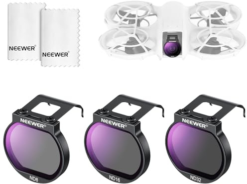 NEEWER Set Filtri ND Compatibile con DJI NEO, ND8 + ND16 + ND32, Kit Accessori di 3 Filtri a Densità Neutra in Vetro Ottico HD Multistrato per Obiettivo di Fotocamera Drone con 2 Panni Pulizia, FL-N32