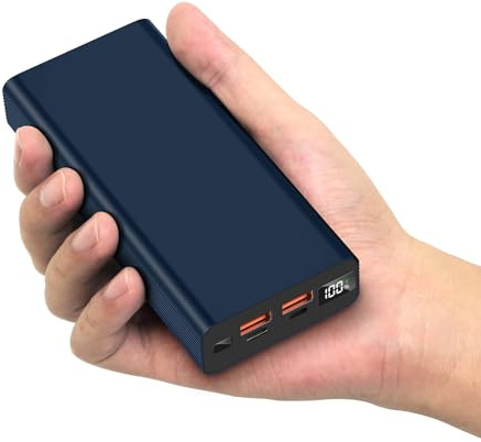 Power Bank 20000mAh, Fast Charging PD 22.5W Portable Charger, 3 Outputs & LED Display [Alloy] Durable USB C Battery Pack for iPhone 15 14 13 12 Android iPads Tablet (Blue)