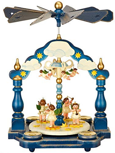 Hubrig Weihnachtspyramide 1-stöckige Pyramide Engelorchester - 35 x 25cm - Original Erzgebirge Volkskunst