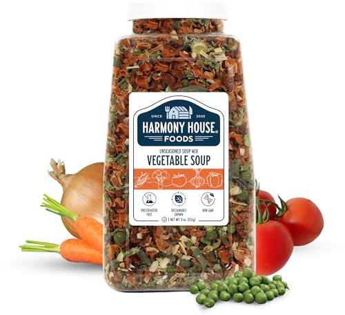 Harmony House Premium Vegetable Soup Mix - Dehydrated Vegetables for Cooking, Camping, Emergency Supply and More (9 oz, Quart Size Jar)