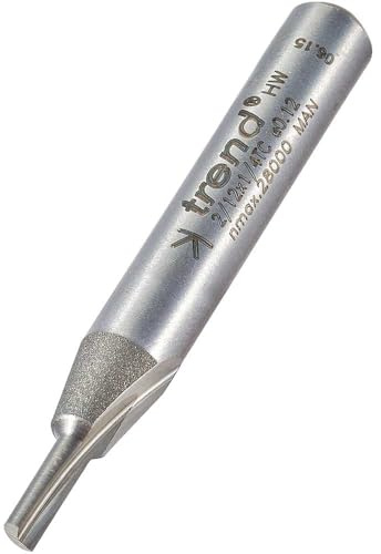 Trend Professional Single Flute Cutter, 1/4 Inch Shank, 2.7mm Cut Diameter & 8mm Cut Length, Tungsten Carbide Tipped, 2/12X1/4TC