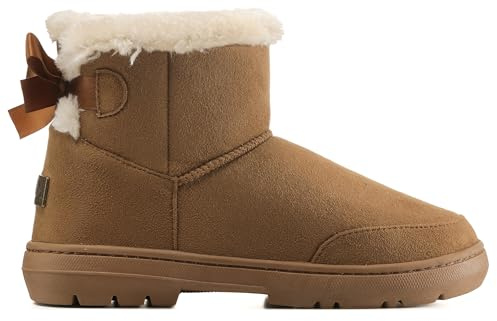 Damen Schuhe Single Schleife Fell Schnee Regen Stiefel Winter Pelzstiefel - Hellbraun - 39