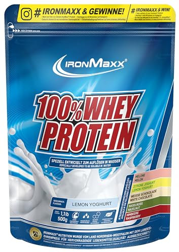 IronMaxx 100% Whey Protein Pulver - Lemon Joghurt 500g Beutel | zuckerreduziertes, wasserlösliches Eiweißpulver aus Molkenprotein | viele verschiedene Geschmacksrichtungen