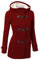 GHYUGR Cappotto con Cappuccio Donna Invernale Autunno Elegante Lungo Giacca Cotone Hoodies Classico Felpa Pulsante Corno Outwear,XXL,Vino Rosso