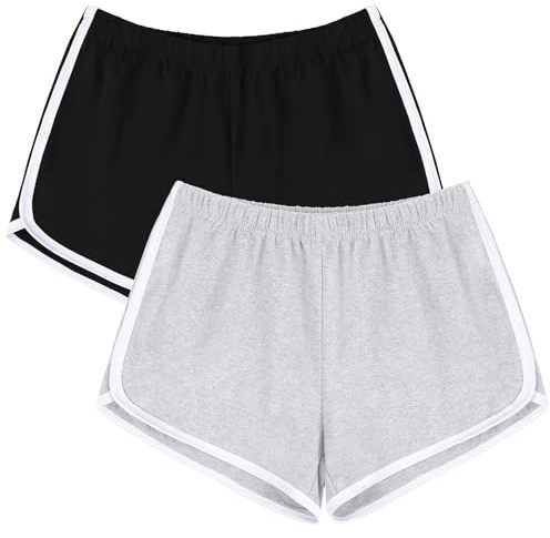 URATOT Lot de 2 Shorts de Sport en Coton pour Femme, Taille M