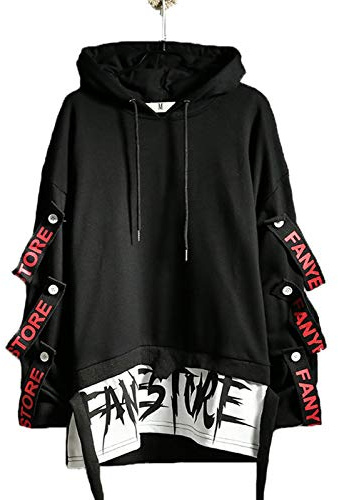 Hello MrLin Herr Techwear Japansk Harajuku Hoodie Hip Hop Stil Urban Streetwear