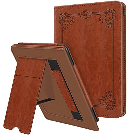 Fintie Hülle kompatibel für 6,8 Kindle Paperwhite (11. Generation - 2021) - Kickstand Schutzhülle mit Kartenfach Handschlaufe und Auto Sleep/Wake Funktion, Vintage Braun