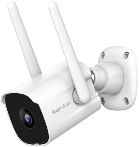 Septekon Security Camera Outdoor CCTV Camera, 2K Dual Antenna WiFi Home Surveillance Cameras with IP66 Waterproof, Night Vision, AI Motion Detection, 2-Way Audio, White - P30i