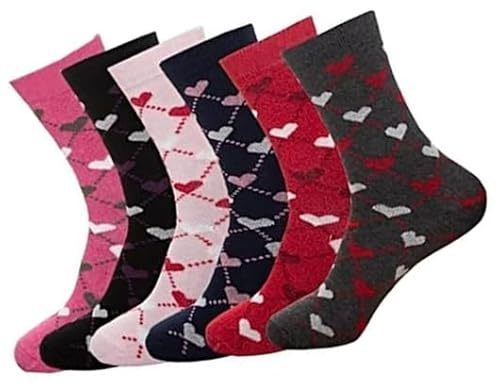 COSHAL® Lot de 3 paires de chaussettes pour femme diabétique - Large et extensible pour les pieds enflés - Chaussettes de grossesse - Taille 37-42, Argyle - Cœur (3 paires), Taille unique