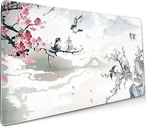 Peinture À L'Encre Tapis de Souris Grand, 1200x600mm XXL Gaming Mouse Pad, Tapis de Souris Caoutchouc Naturel Antidérapant, Mouse Mat d'Ordinateur Durable pour Souris Claviers Gamer Bureau