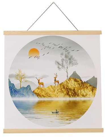 Magnetisch Posterschiene Posterleiste - Holz Poster Aufhänger Halter Rahmen Leisten - Magnet Posterrahmen Bilderleiste - Magnetischer Posteraufhänger Rahmen Für Drucken Kunstwerk Wandbilder (21cm)