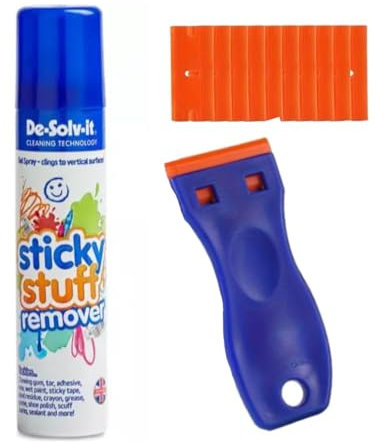 Sticky Stuff Remover 200ml Gel Spray With Multi-Surface Cleaning Tool & 10 Spare Replacements - Ideal for Label remover Tar Chewing Gum remover sticker remover, Adhesive.