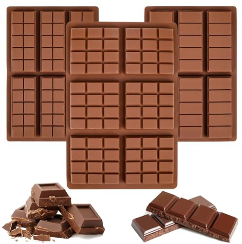 Silikonform för Chokladtavla - 3 Stycken Djup Chokladform i Silikon för Godis och Gelé