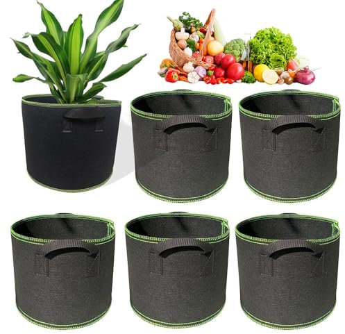 YANGUN Bolsas para Plantas, 6 Piezas Bolsas de Cultivo, 19 L Macetas de Tela, Grow Bags, Saco para Plantas 5 galones, Bolsa de Plantas con Mango, para Plantas, Fresas, Flores, Patatas, Tomates