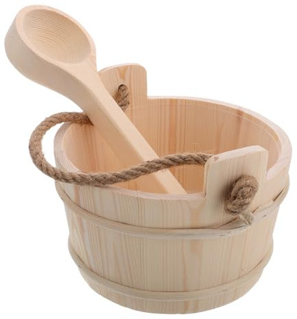 Cabilock Ensemble De Seau De Sauna en Bois pour Sauna À Vapeur Kit De Relaxation Spa Louche Bain De Pieds 4 L pour Hommes Et Femmes