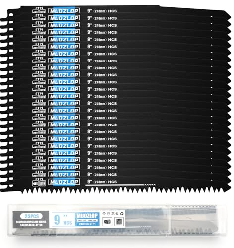 MUOZLOP Lot de 25 lames de scie sabre 240mm - 5 lames de scie sabre TPI - Pour scie sabre bois/métal (25, 5TPI, 240 mm)