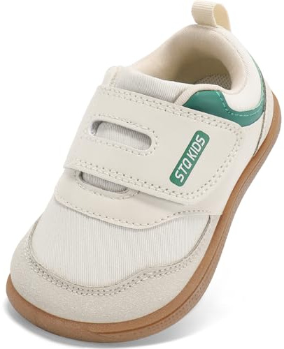 Toddler Wide Toe Box Shoes Boys Barefoot Shoe Girls Sneakers Kids Tennis Non-Slip Zero Drop First Walking Breathable Running Athletic School Grounding Shoes Beige Green Toddler 6