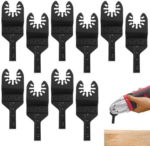 Multitool Sägeblätter – 10-tlg. Multifunktionswerkzeug Zubehör für Holz, Metall & Kunststoff, Universal Sägeblätter 10 mm Schnellwechsel-Klingen, kompatibel mit Bosch, Fein, Makita, Black & Decker