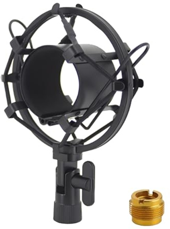 LKRXW 48mm-53mm Soporte de Antivibración para Micrófono Aluminio Montura Antichoque para Micrófonos Metálico Suspensión Antivibratorio Micró Condensador Clip Montaje Adaptador