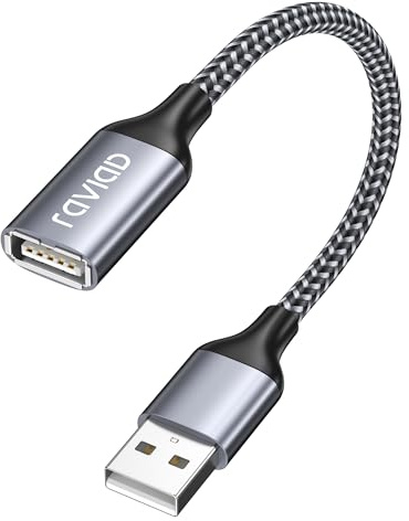 RAVIAD Cavo prolunga USB 2.0 0.5M, Cavo USB 2.0 A maschio e femmina Nylon prolunga Cavo USB 0.5 Metri per Chiavetta USB, Hub USB, Lettore di schede, Tastiera, Stampante, Scanner, Fotocamera - Grigio