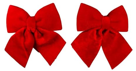 Fiocco Natalizio Decorativo, Fiocco Rosso in Velluto per Ghirlanda, Decorazione Natalizia Tradizionale, Accessorio per Albero e Corona dell'Avvento (14x15cm 2pz.)