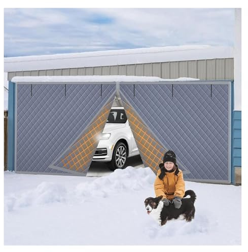 Magnetiskt isolerat garagedörrgardin vinter vindtät väderbeständig kit Oxford och bomullsöverdrag 488 x 274 cm grå energieffektiv isoleringslösning för garage