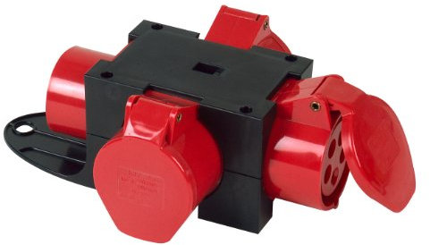 PCE 47431 Energiewürfel, 3xCEE-Dose, mit Hängelasche schwarz/rot