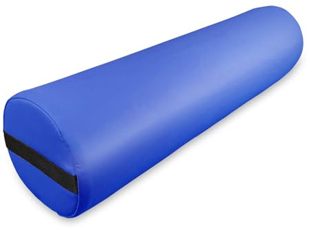 Zen Nackrulle med överdrag av konstläder 60 x 15 x 15 cm – rund helrulle, benrulle för säng, kuddrulle, knärulle, rullkudde, förvaringsrulle för ben, sjukgymnastik och massagefåtöljtillbehör (blå)
