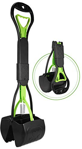 PPOGOO Non-Breakable Pet Pooper Scooper for Dogs and Cats with Long Handle High Strength Material and Durable Spring for Easy Grass and Gravel Pick Up