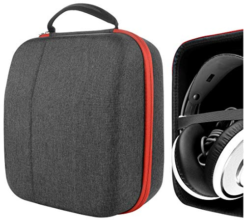 Geekria Shield-hård väska för hörlurar, kompatibel med AKG K 240, Q701, K 712 Pro, K 702, K 701, N90Q, M220, K 553 och fler, ersättningsfodral i hård skal för resor med kabelförvaring (mörkgrå)