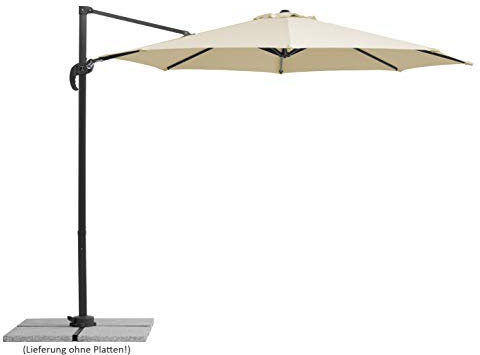 Schneider Sonnenschirm Rhodos Junior, natur, 300 cm rund, 760-02, Gestell Alu/Stahl, Bespannung Polyester, 17.2 kg