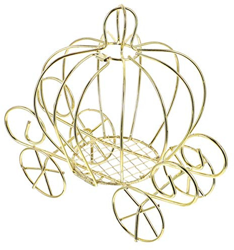 Sewroro Pumpkin Carriage Candy Box Pumpkin Cart Metal Candy Box Decorative Carriage Centerpiece Gold Wire Figurine Ornament