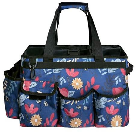 Borsa portaoggetti per la pulizia, organizer per la pulizia con manico, grande borsa per la pulizia di casa, auto e bagno, borsa per le pulizie con spallacci regolabili (blu)