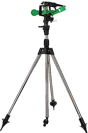 Aspersor giratorio con trípode – Soporte telescópico de soporte para aspersor de a , herramienta de riego de jardín de gran área, suministros de riego automático multifuncional para césped de