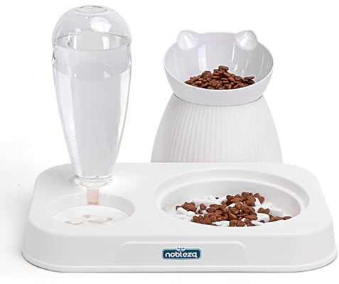 Nobleza - Gamelle Inclinable à 15° Bol pour Animaux de Compagnie 2-en-1 à Stockage d'eau Automatique, avec Gamelle Alimentation Lente