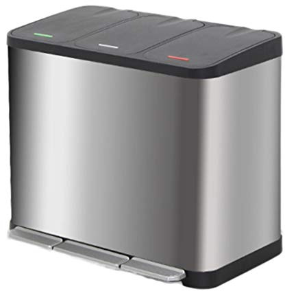 Kitchen Trash Can 45 Litre Waste Separation System for Kitchen Pedal Box Stainless Steel Silver 3 Detachable Inner Bucket 15 Litre Trash Can Garbage Bin for Bathroom (Size : White,Transparent,Brown)