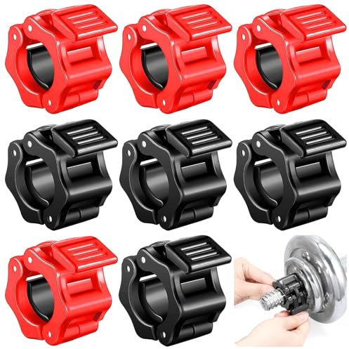 TTYSHIP® 8 cierres para mancuernas, cierre rápido, pinzas para pesas, adecuado para entrenamiento, levantamiento de pesas, entrenamiento, accesorios de fitness (negro 2,5 cm/rojo 3 cm)