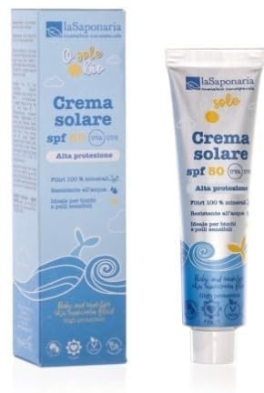 La Saponaria | Crema Solar SPF 50 – Alta Protección Bio para Niños y Pieles Sensibles, Formato Travel Size 40 ml
