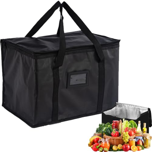 Cool Bag, 40L Large Cooler Bag, Insulated Cooler Bag Box | Reusable Foldable Cool Box Reinforced Handle Thermal Food Delivery Bag for Camping BBQ Shopping Black