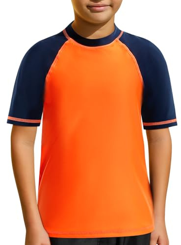 MASOCIO Camiseta Proteccion Solar Niño UPF 50+ Camiseta Baño de Manga Corta Camiseta Secado Rapido para Natacion Piscina Playa 4-14 Años