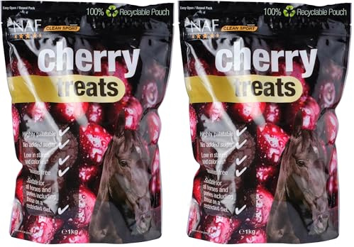 NAF Cherry Horse Treats 1kg - Natural Low-Sugar Equine Snacks - Laminitis-Friendly Healthy Horse & Pony Treats – Nutritious Daily Reward for Training, Bonding & General Feeding (Pack of 2)