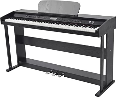 LoogCape Piano digital con pedales de 88 teclas, placa de melamina negra, 150 sonidos, 100 estilos de acompañamiento para principiantes y avanzados, ideal para casa, estudio o escenario