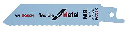 Bosch Professional 5 pièces Lame de scie sabre S 522 AF Flexible for Metal (pour le métal, 100 x 19 x 0,9 mm, Accessoires scie alternative)