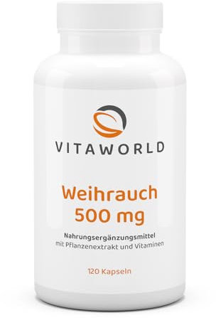 3er Pack Vita World Boswellia Weihrauch Extrakt 500mg 3 x 120 Kapseln Apotheker-Herstellung + B Vitamine - Vegan